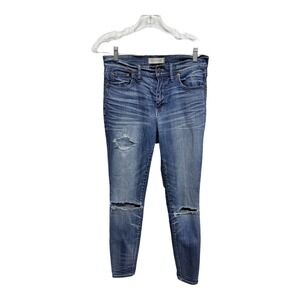 Madewell High Riser Skinny Jeans Denim Size 28 Medium Wash Distressed